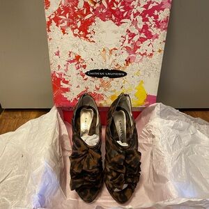 Chinese Laundry Brown Leopard Peep-Toe Ruffle Heels